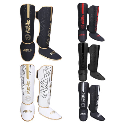 StrikeShield Pro: Premium PU Leather Boxing & MMA Shin Guards with Ankle Support™