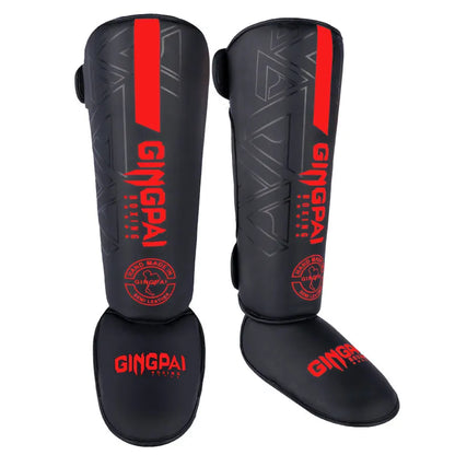 StrikeShield Pro: Premium PU Leather Boxing & MMA Shin Guards with Ankle Support™