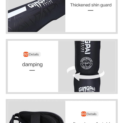 StrikeShield Pro: Premium PU Leather Boxing & MMA Shin Guards with Ankle Support™